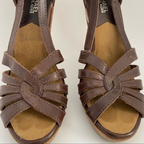 MICHAEL Michael Kors Brown Leather Wood Heels - Picture 9 of 10